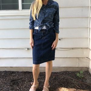 Blue button down blouse